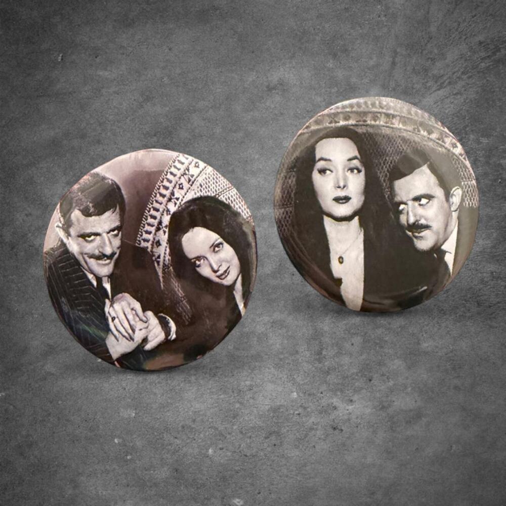 Addams family handmade button pins